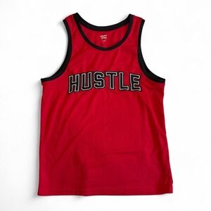 Original Deluxe Hustle Tank Top, Red/Black Varsity Style, Size M — Y2K Streetw